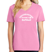 Softball - Ultimate Pullover Hooded Sweatshirt - Ladies 5.4 oz 100% Cotton V Neck T Shirt - LPC54V