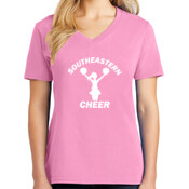 Southeastern Cheer - Ladies 5.4 oz 100% Cotton V Neck T Shirt - LPC54V