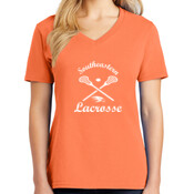 Southeastern Lacrosse - Ladies 5.4 oz 100% Cotton V Neck T Shirt - LPC54V